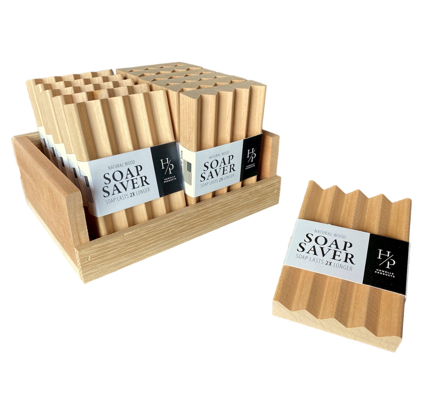 12 Pack Retail Ready Alder Boardwalk Style Soap Dish + Display