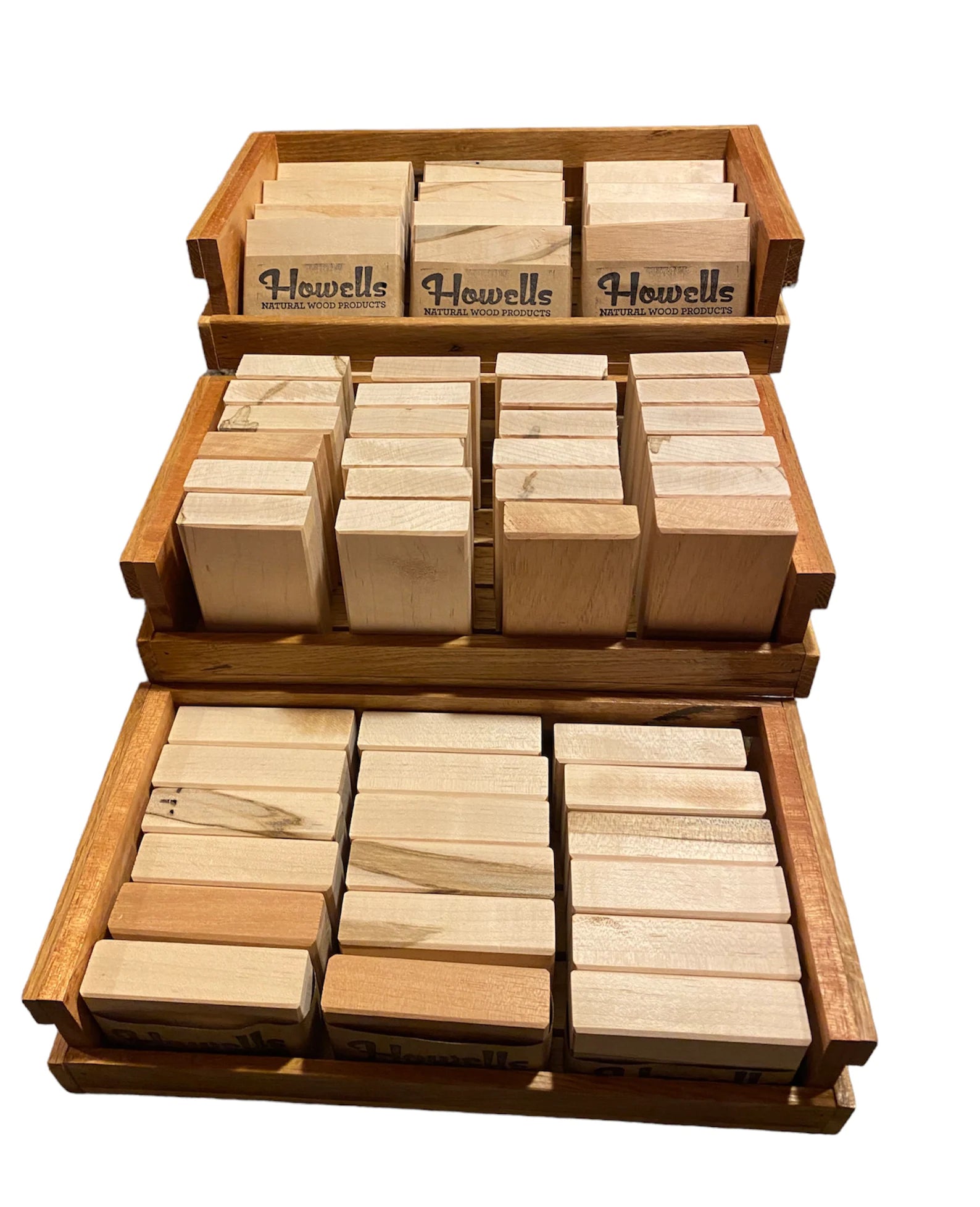 Set of 3 Wood Display Crates + 3 Storage Totes