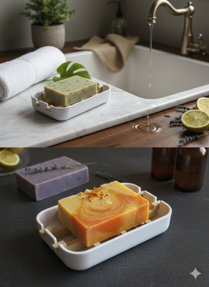 Eco-Luxe Zero Waste Biodegradable Soap Tray- Bamboo Fiber Composite