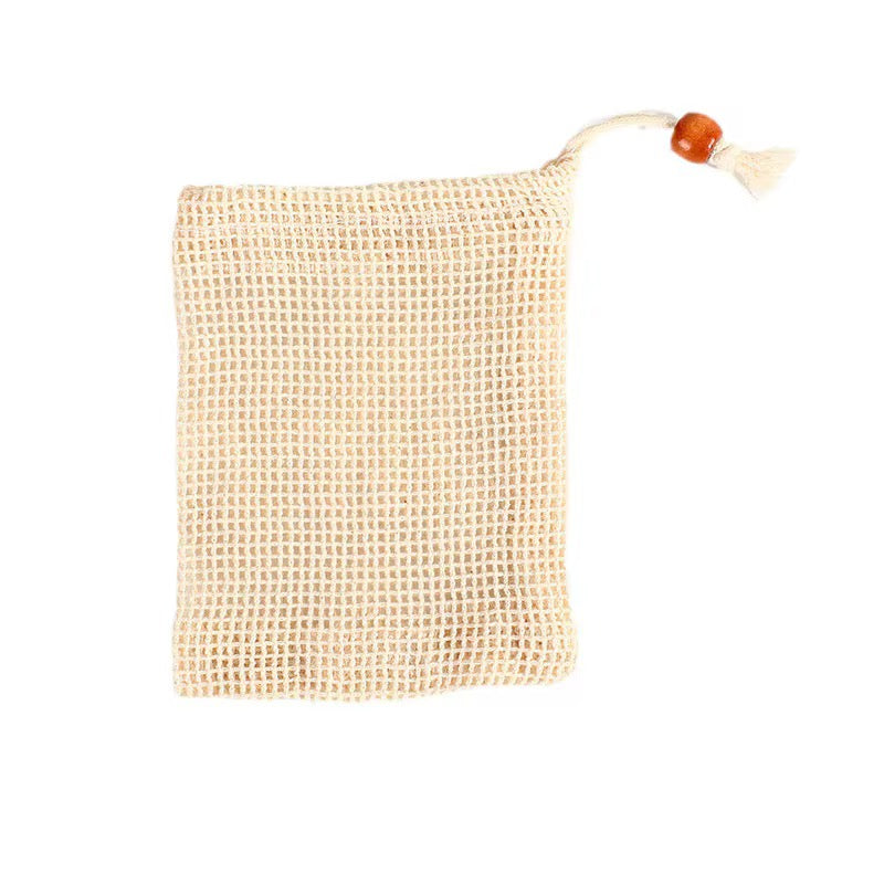 !!New Product Drop!! Natural Plant-Based 100% Cotton Soap Saver Pouch, with Coffee Color Wood Bead and Drawstring