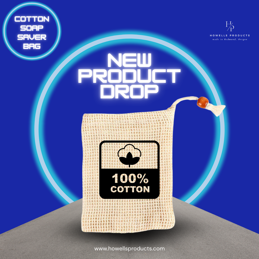 !!New Product Drop!! Natural Plant-Based 100% Cotton Soap Saver Pouch, with Coffee Color Wood Bead and Drawstring