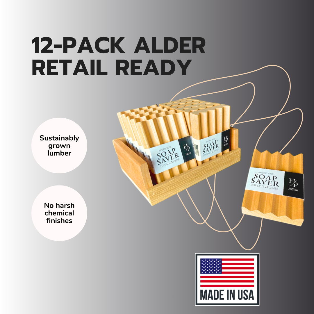 12 Pack Retail Ready Alder Boardwalk Style Soap Dish + Display