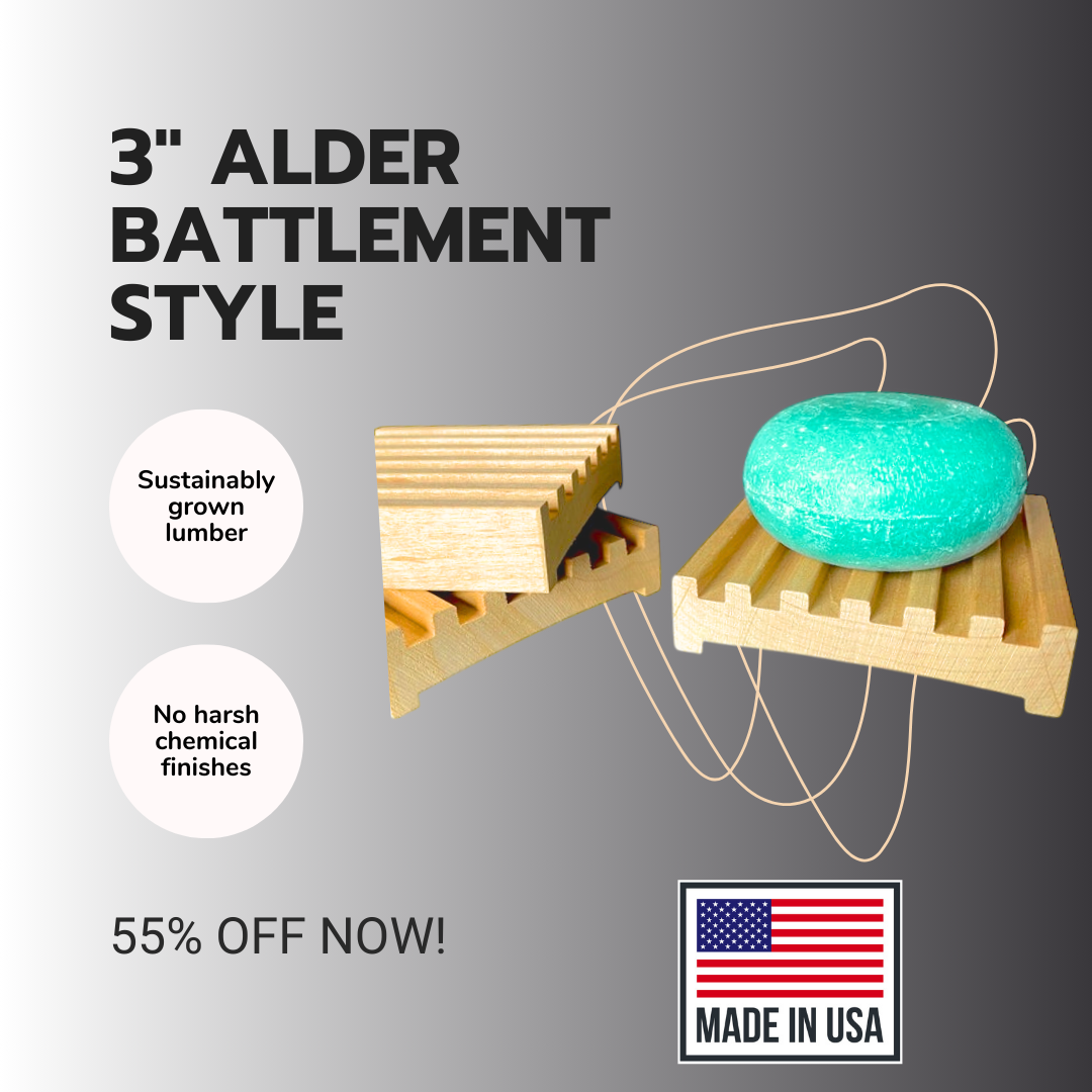 3" Alder Battlement Style Soap Dish