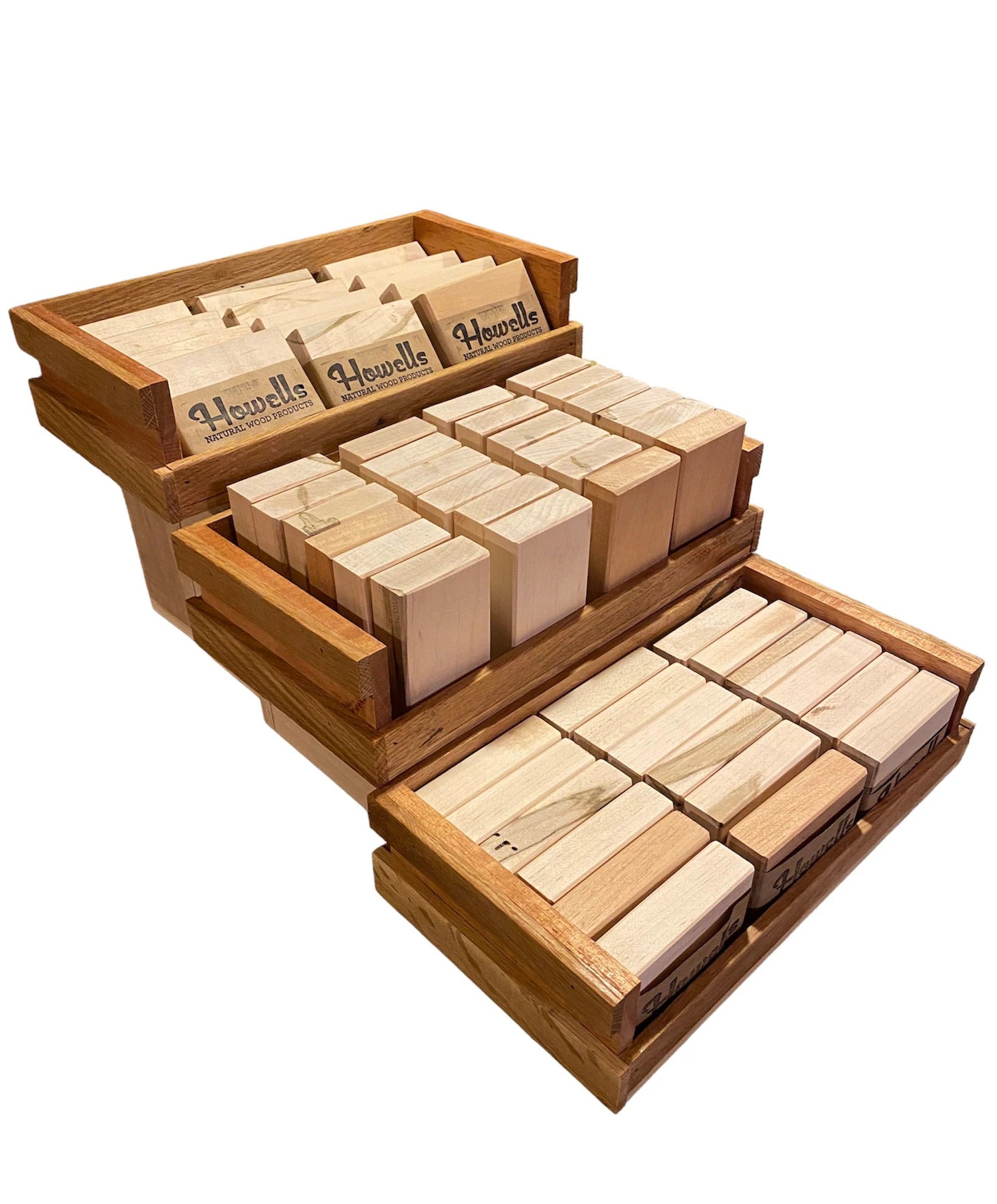 Set of 3 Wood Display Crates + 3 Storage Totes