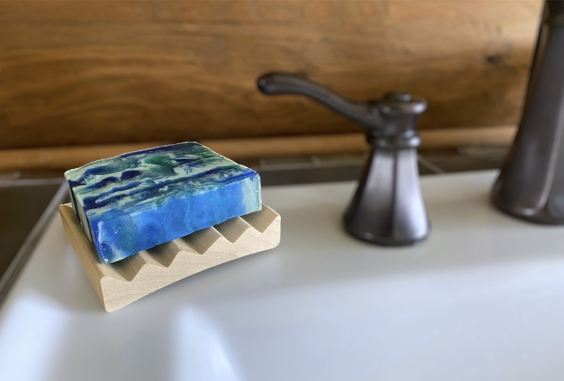 Alder Wood Soap Dish- Vertical Channel